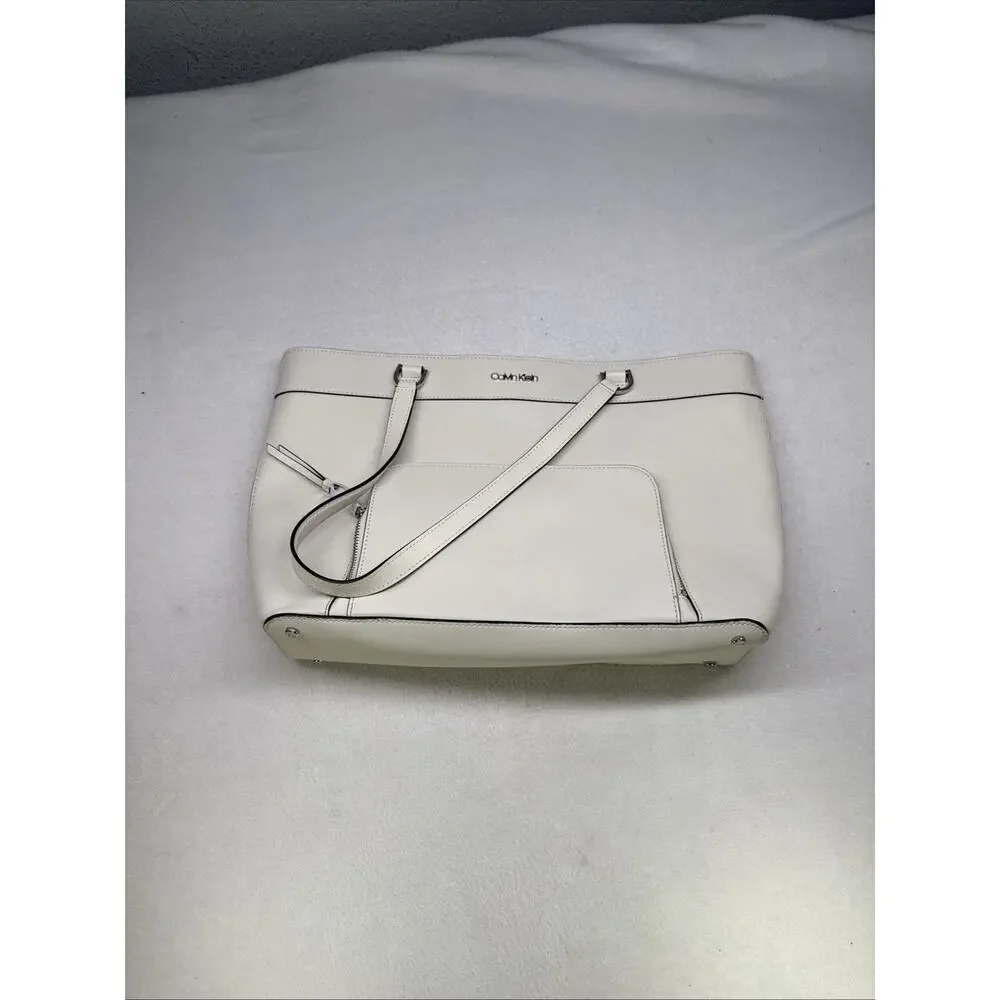 Calvin Klein East-West Zip Pocket Leather Tote